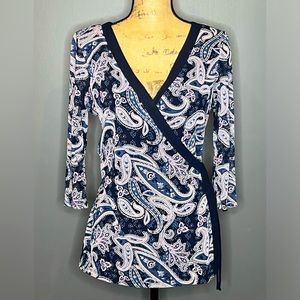 Women’s INC Persian Tile Style Wrap Top,  Medium Petite